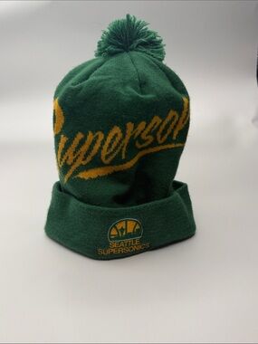 Mitchell & Ness - Seattle SuperSonics Green & Gold Pom Beanie - OS